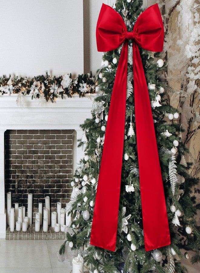 Daifunli 20 x 47 Inches Extra Large Christmas Satin Bows Christmas Tree Topper Decorations Giant Xmas Tree Toppers Bows for Home Wreath Wall Holiday Birthday Wedding Engagement Party Decor(Red) - Image 5